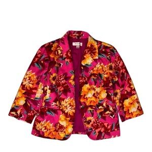 Isaac Mizrahi Vibrant Floral Blazer in Pink and Orange